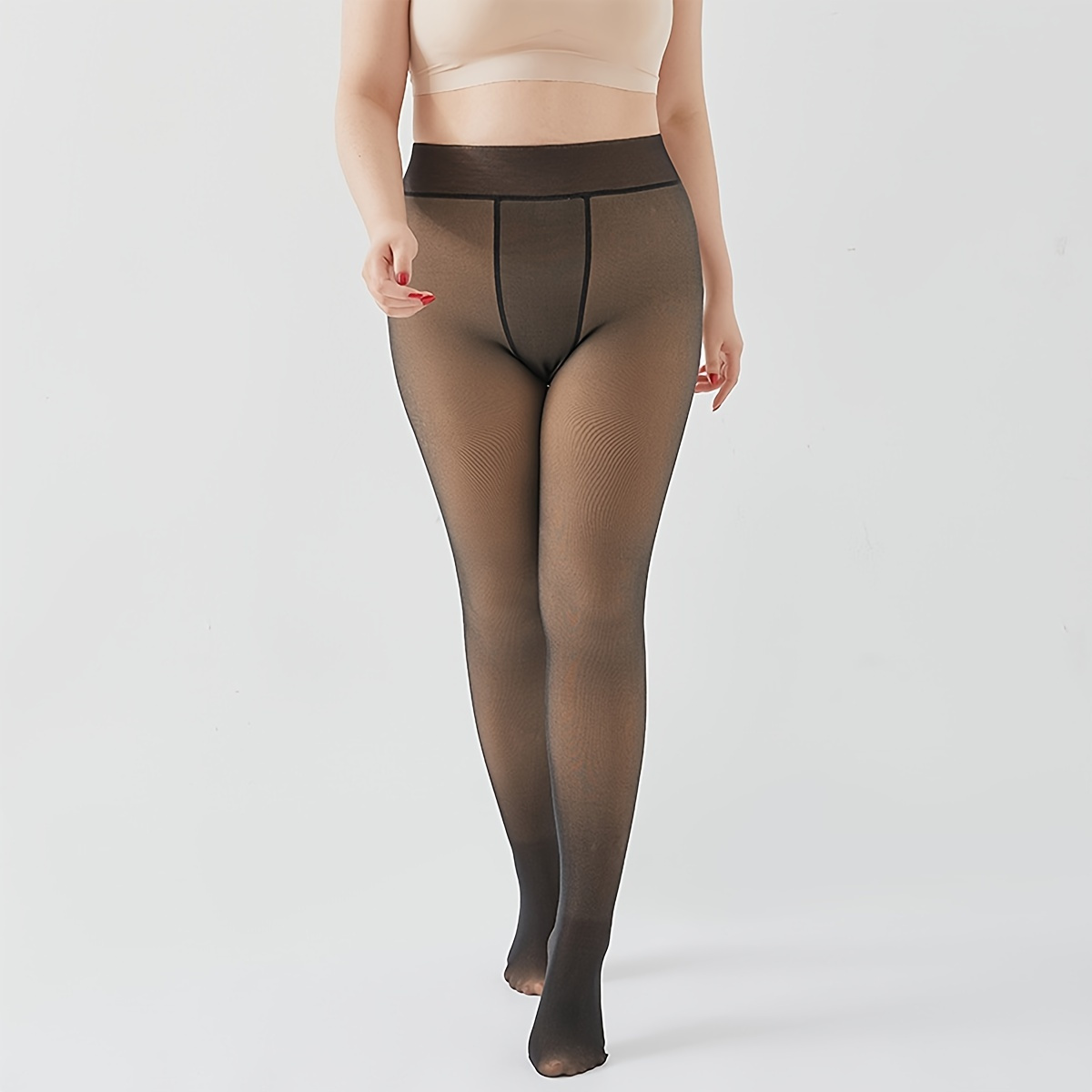 Plus Size High * Tummy Control Tights, Women's Plus 40D Queen Size Support  Nylon Hosiery Pantyhose