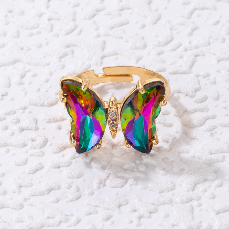 NEGJ Butterfly Ring Colorful Butterfly Gorgeous Ring Gift Ring