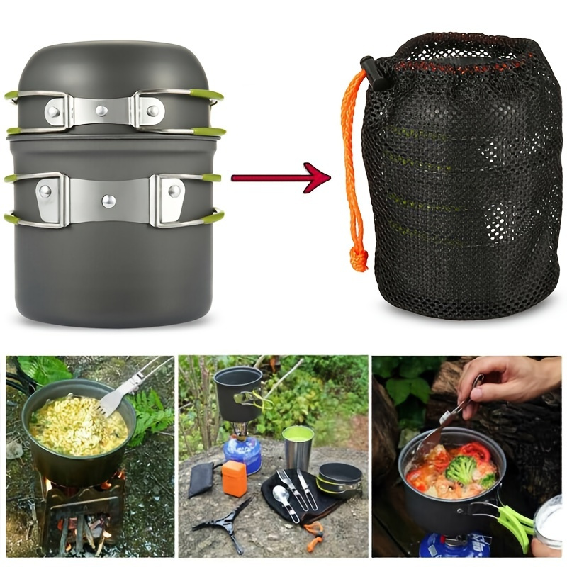 Non-stick Camping Cookware Set With Kettle, Pots, And Pans - Perfect For  Picnics And Outdoor Cooking - Temu