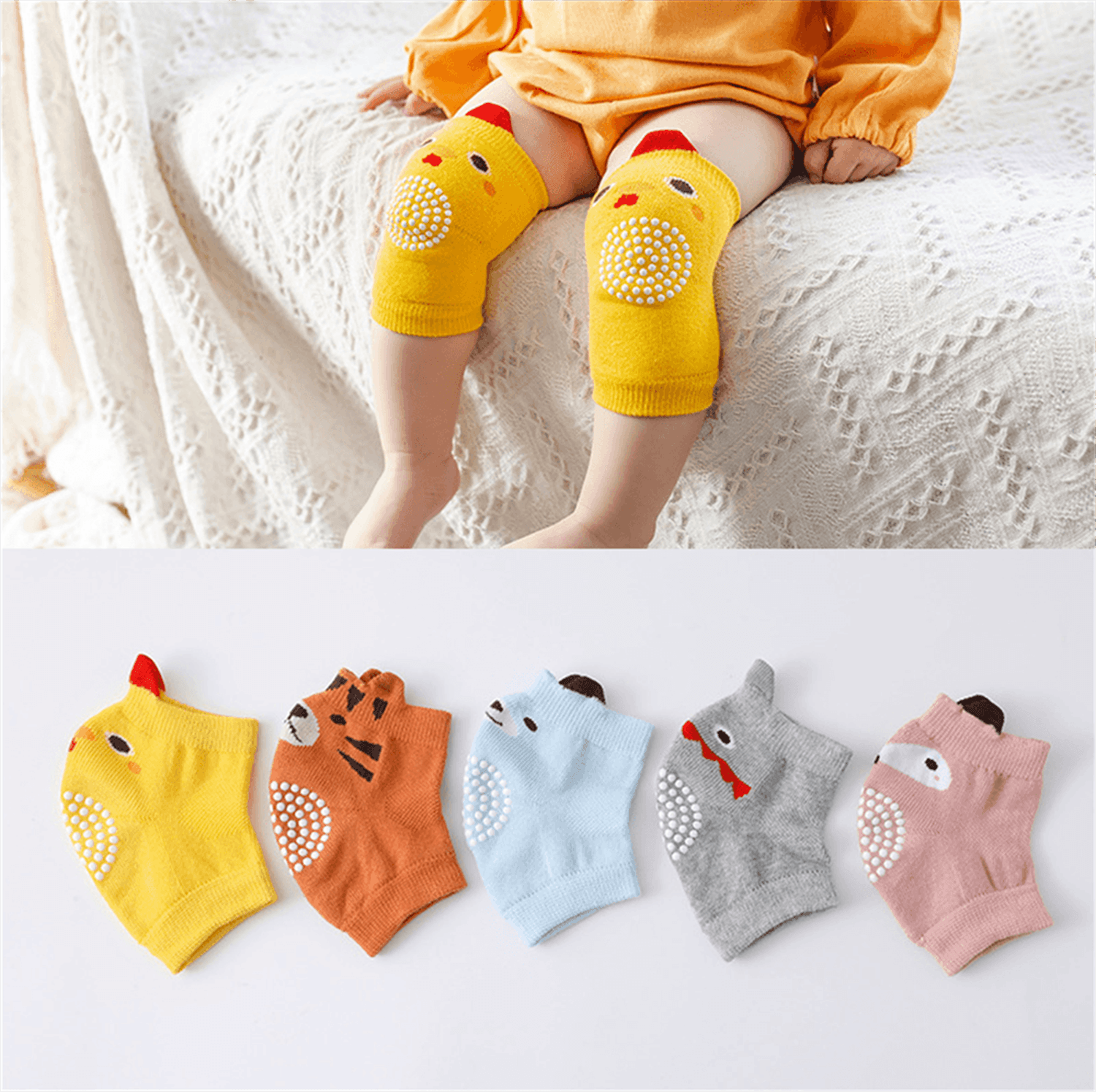 Genouillères antidérapantes pour bébé, 1 paire, coussin de sécurité pour  nourrissons, chauffe-jambes, protection du genou
