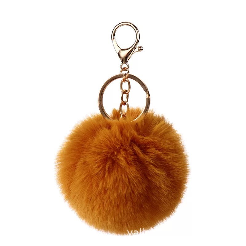 Faux Rabbit Fur Pom-Pom Key Chain Cute Fluffy Puff Ball Bows Key Ring Car  Pendan
