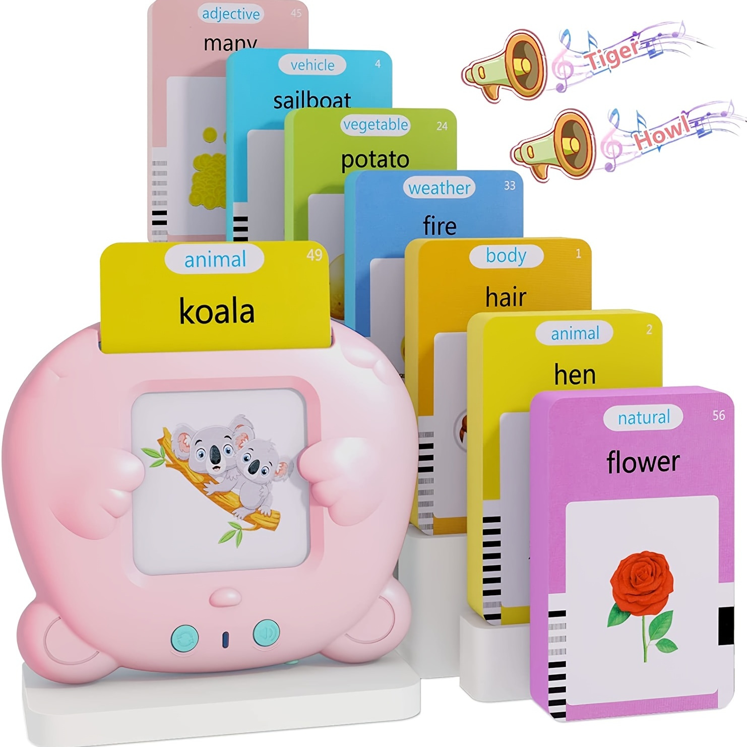 Cartes Flash Parlantes pour Tout-Petits de 1 2 3 4 5 6 Ans, Jouets  éducatifs Tout-Petits de 1 à 6 Ans, 112 cartes/224 Mots Sons d'animaux  Simulés Jouets d'apprentissage Audibles pour Les