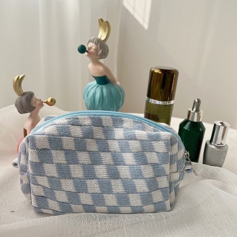 Checkered Pattern Zipper Makeup Bag, Travel Cosmetic Bag, Makeup Brush Holder  Organizer - Temu