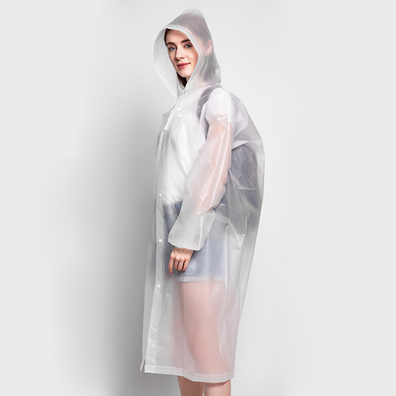 Waterproof Reusable Raincoat with Adjustable Hood for Outdoor Activities
