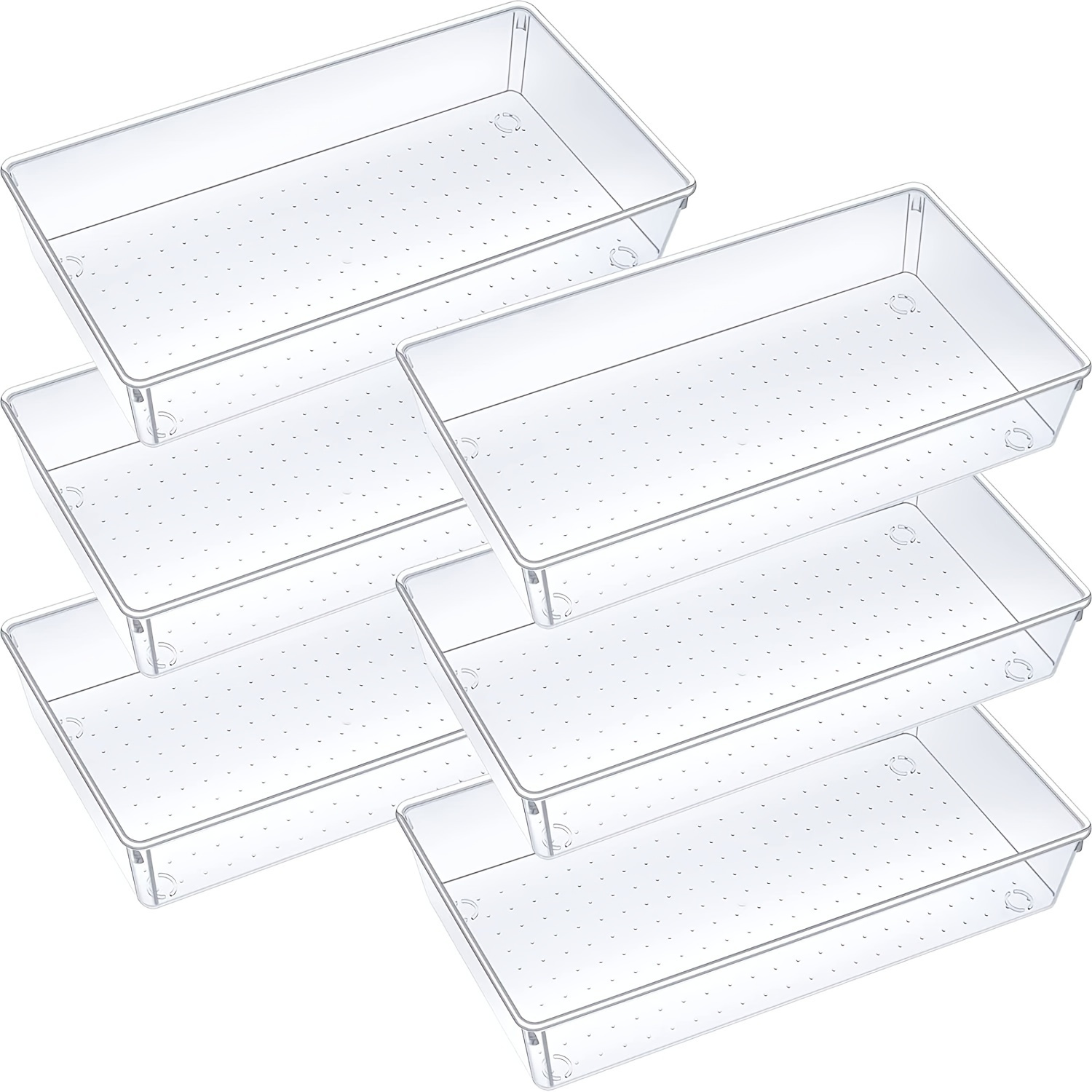 Criusia 6 Pack Large Size Clear Plastic Versatile Acrylic Stackable Drawer  Organizer Trays, Storage Bins for Makeup, Bathroom, Kitchen and Office