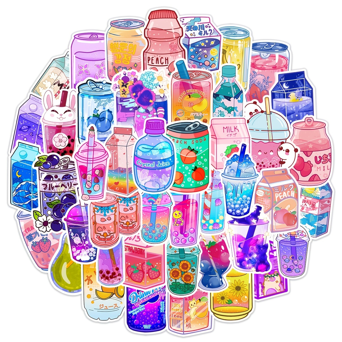 The cute pink strawberry milk bottle - Drink - Sticker