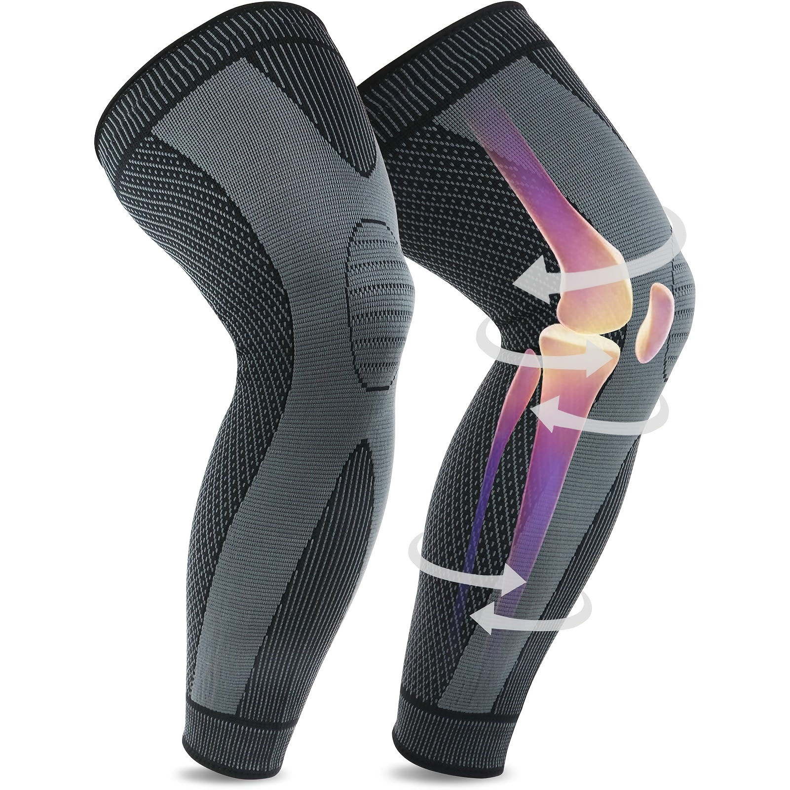 1Pair (2pcs) Knee Pads Long Compression Leg Sleeves Braces for