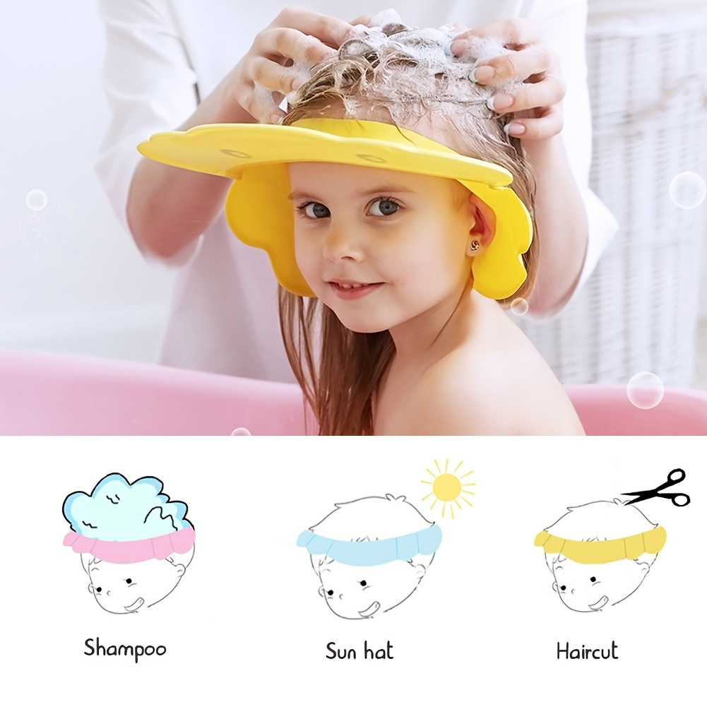 Baby Shower Cap Adjustable Silicone Shampoo Bath Cap Shower Hat Visor