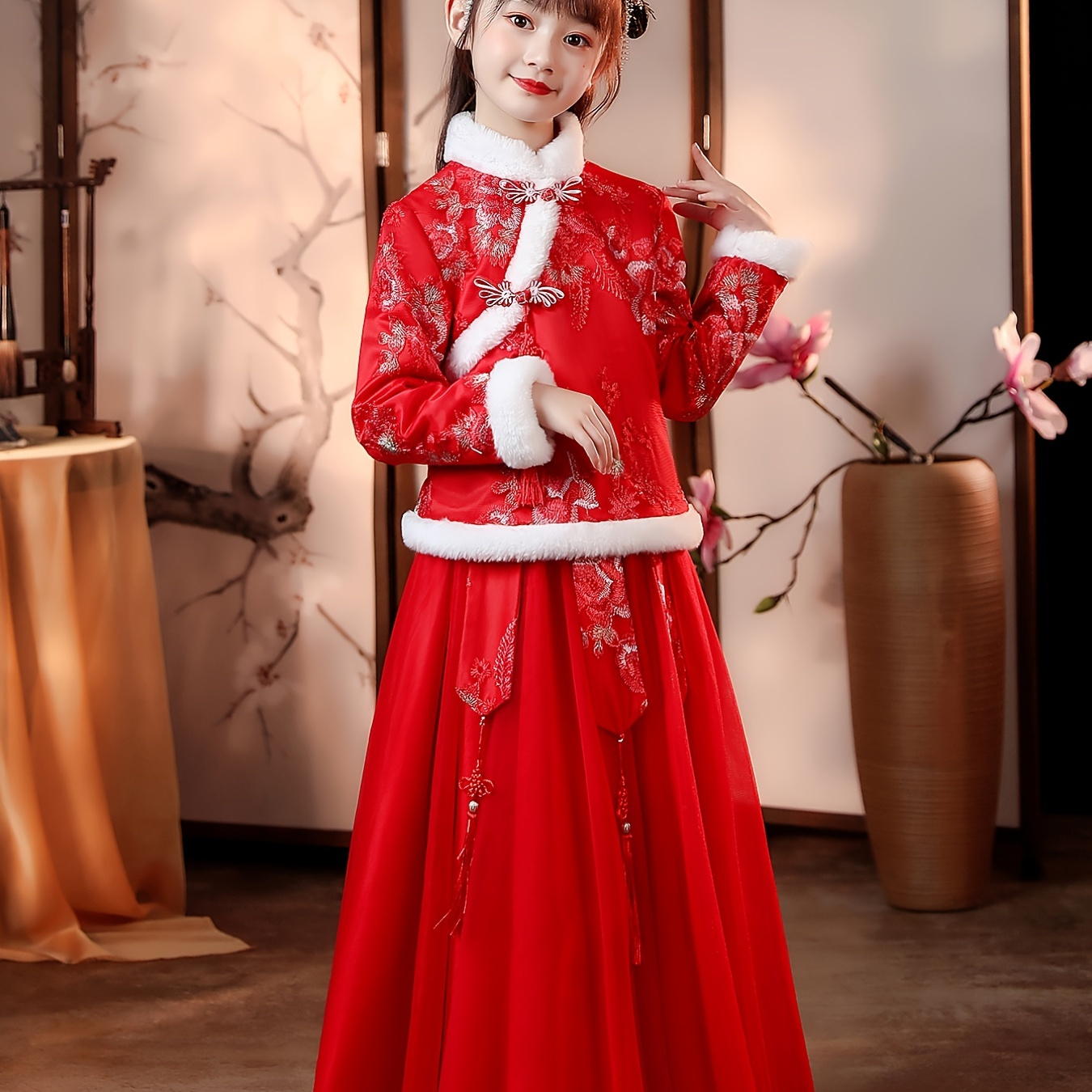  Vestidos de traje Tang para niña, año, princesa china, ropa  para niñas pequeñas, ropa para bebés y niñas (rojo, 4-5 años) : Ropa,  Zapatos y Joyería