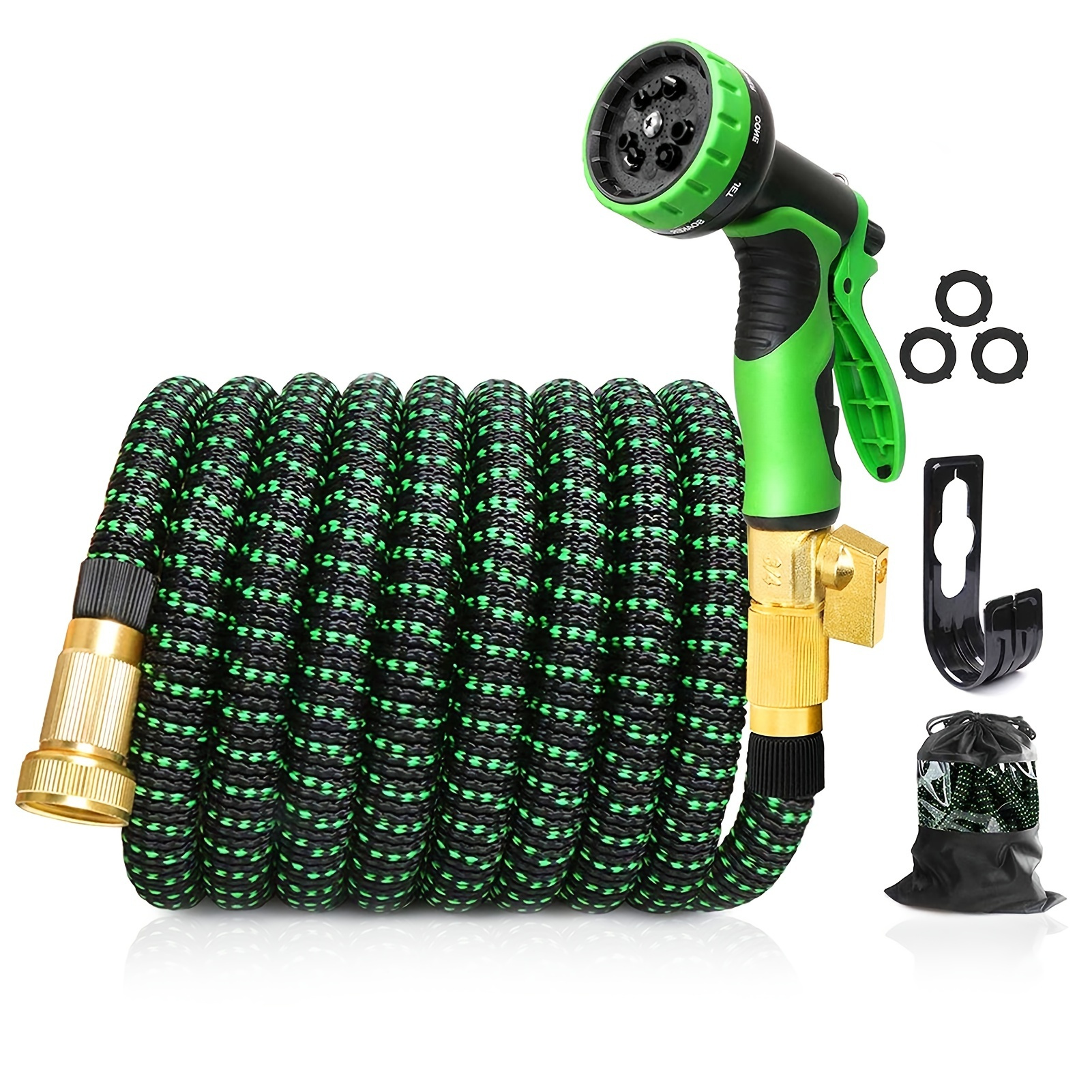 1set Expandable Garden Hose With 10 Function Hose Nozzle Lightweight