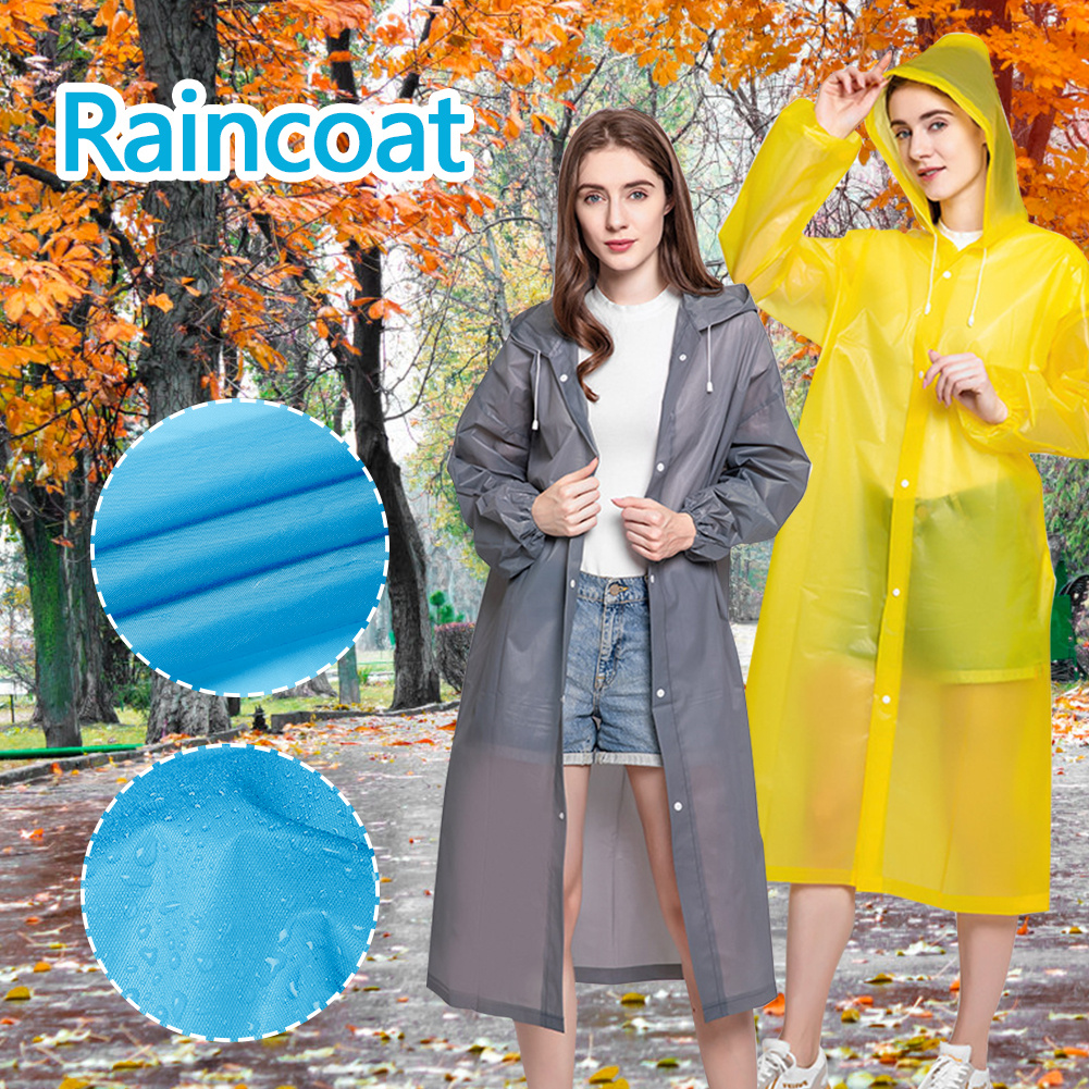 Waterproof Reusable Raincoat With Adjustable Hood For Outdoor