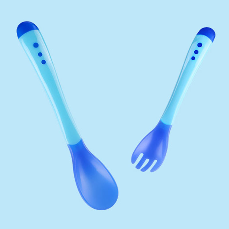 Silicone Baby Spoons for Baby LED Weaning 4-Pack, First Stage Baby Feeding Spoon Set Gum Friendly BPA Lead Phthalate and Plastic Free (Blue)