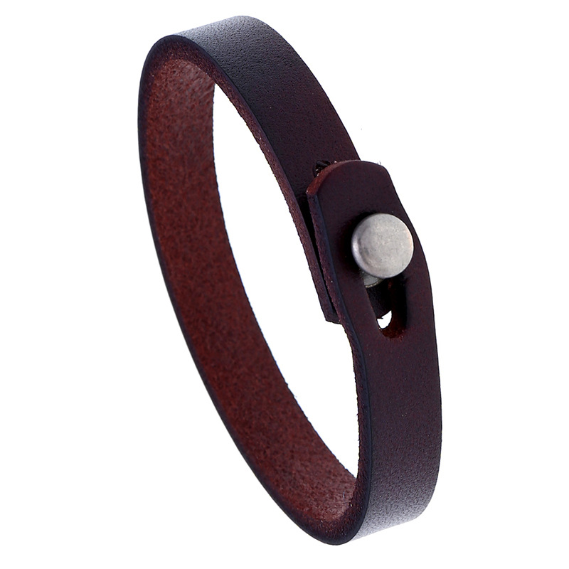Minimalistic Leather Bracelet Brown Bangle for Men