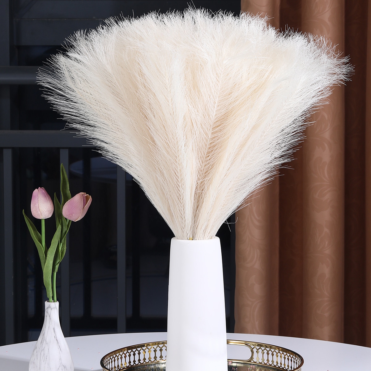 WYTE ORIGIN Collection Artificial Pampas Grass Large Tall Fluffy Faux  Bulrush Reed Grass for Home, Office