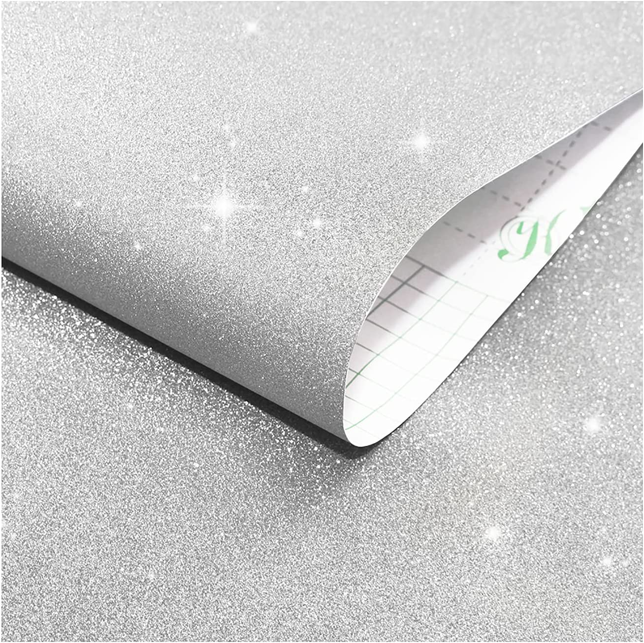 VaryPaper 15.7''x315'' Silver Glitter Wallpaper Stick and Peel