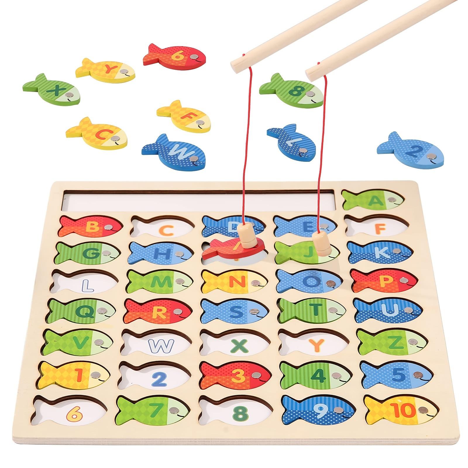 SUNLIRY Jouets Montessori de 3 4 5 6 Ans Apprendre des Jouets de la  motricité Jeu de pêche magnétique Pendant 3-6 Ans