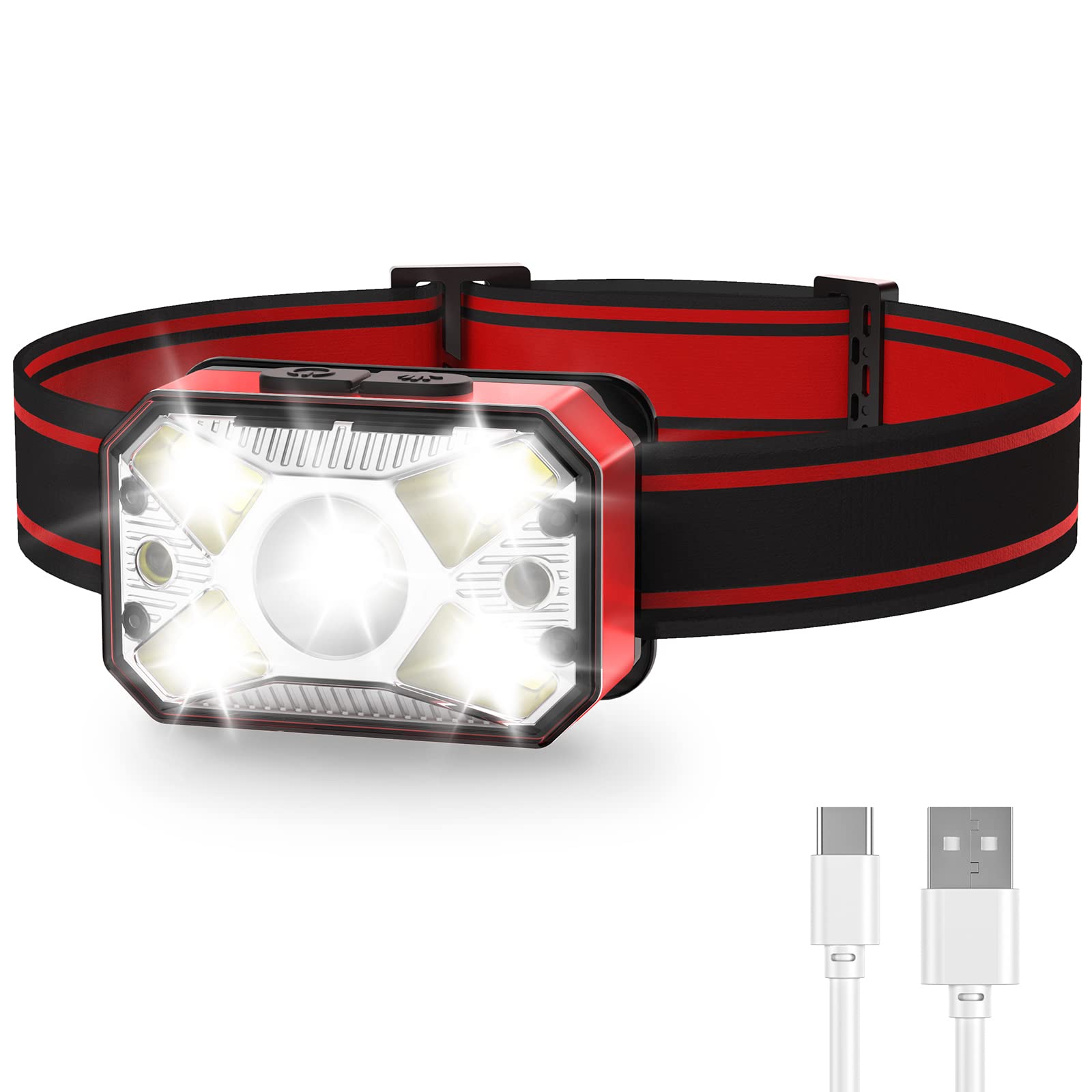 waterproof headlamp with red led