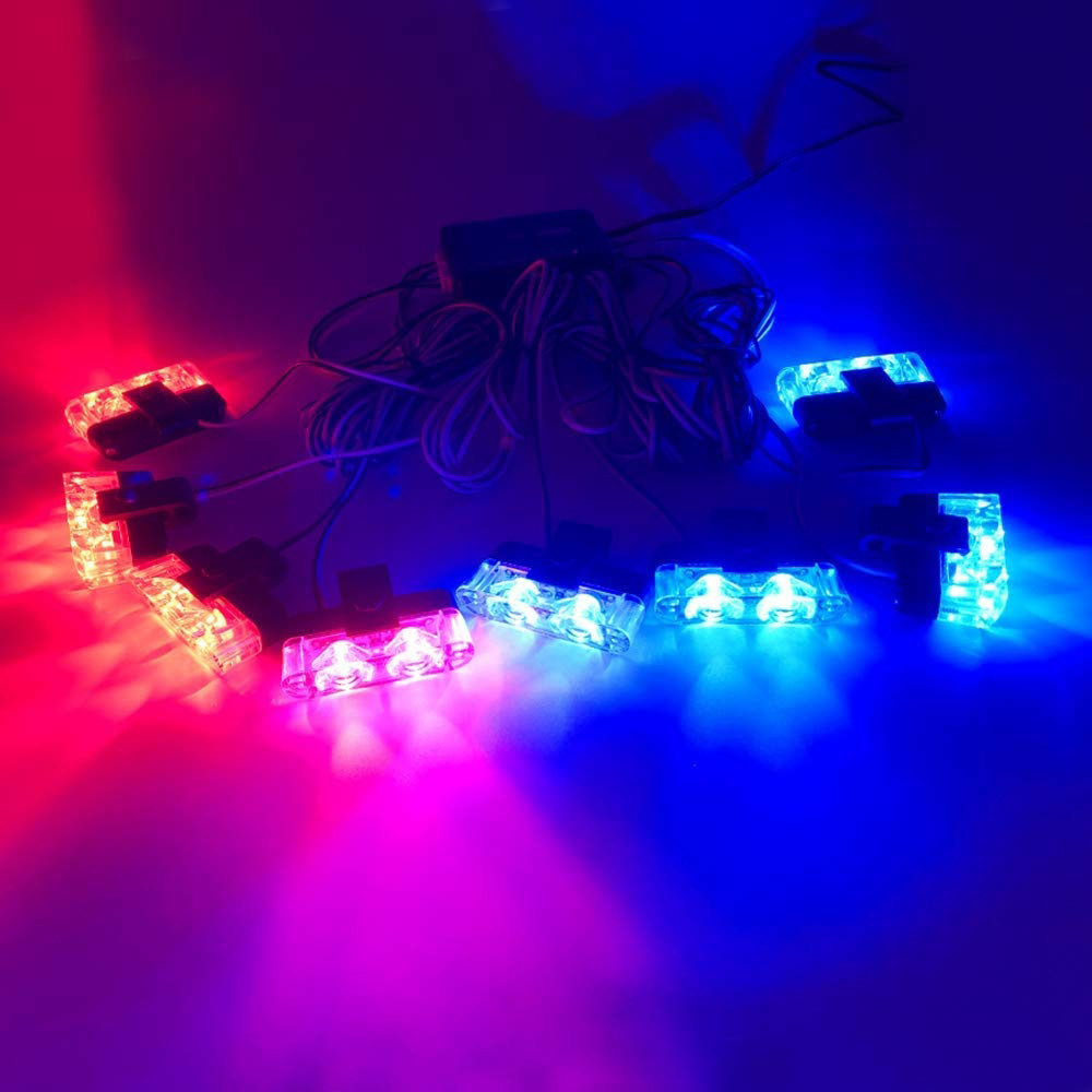 New 6 Led Emergency Strobe Lights Red Blue Strobe Warning - Temu