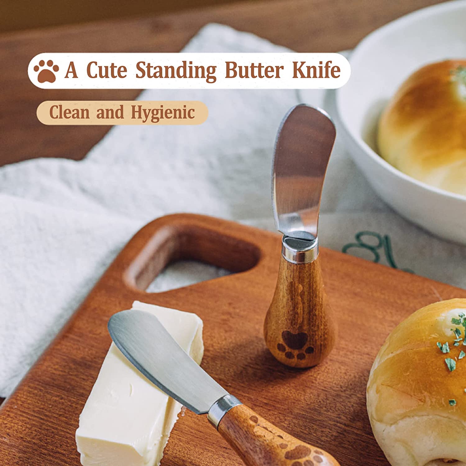 Cute Standing Butter Knife With Wooded Handle Cream Cheese - Temu