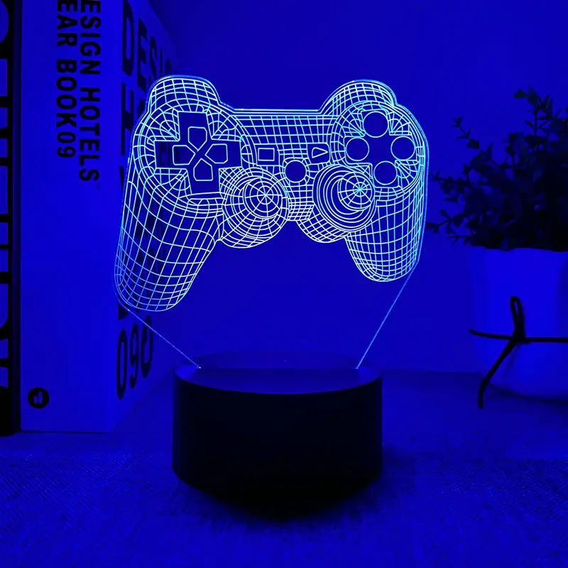 1pc 3D Night Light With Black Base 6 18 x5 03 Gamepad Shape USB Atmosphere Desk Lamp Decor For Kids Room And Bedroom