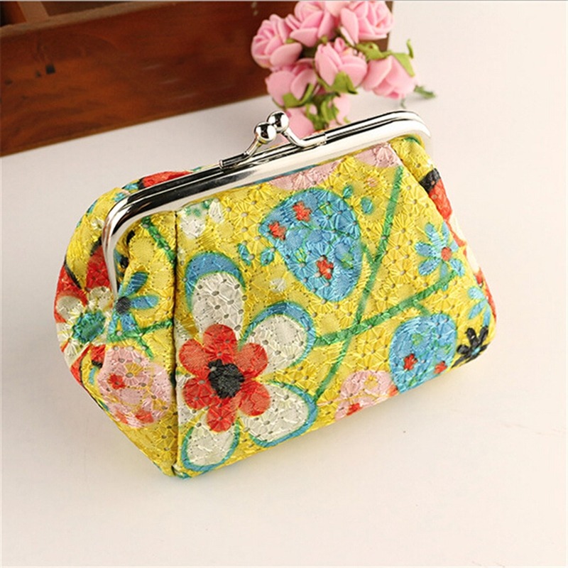 Lady Embroidered Cloth Coin Purse Hand Coin Bag Key Bag Card Bag