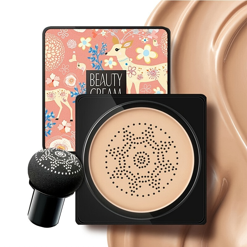 

Foundation With Mushroom Head Air Cushion, Bb Cream Flawless Lightweight Full Coverage Long Lasting Moisturizing Concealer Foundation Natural Nude Makeup