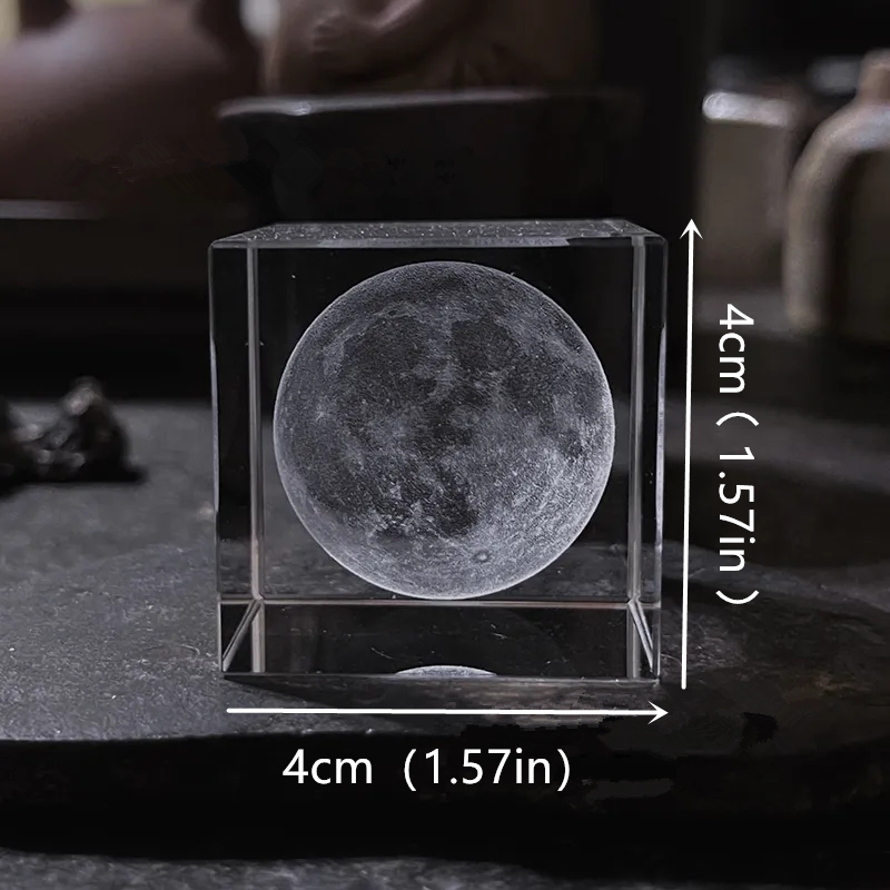 1pc 3D inneres geschnitztes Kristallhandwerk, Mond-Sonnensystem