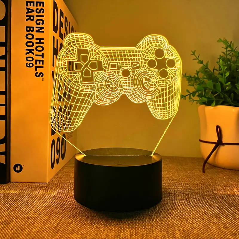 1pc 3D Night Light With Black Base 6 18 x5 03 Gamepad Shape USB Atmosphere Desk Lamp Decor For Kids Room And Bedroom