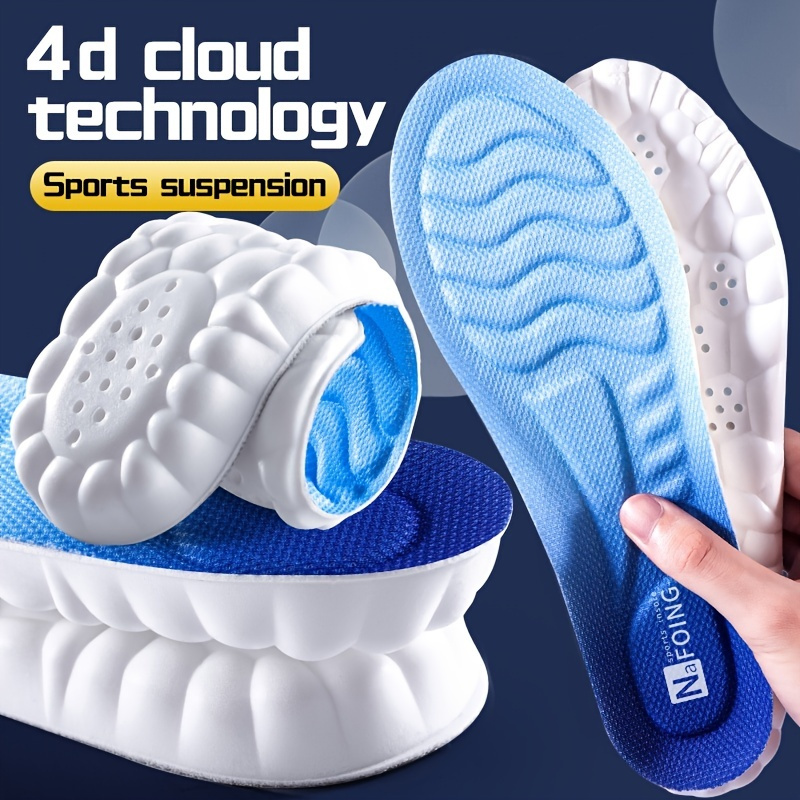 

1pair Sports Insoles For Shoes Pu Sole Soft Breathable Shock Absorption Cushion Running Feet Care Insoles