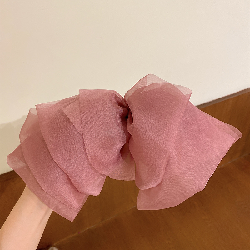 Big Hair Bow Clips French Style Solid Color Long Silk Ribbon - Temu