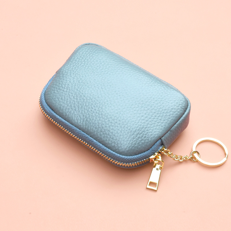 Solid Zipper Coin Purse, Women's Stylish Small Card Holder With Keychain  Cute Storage Bag For Lipstick - Temu