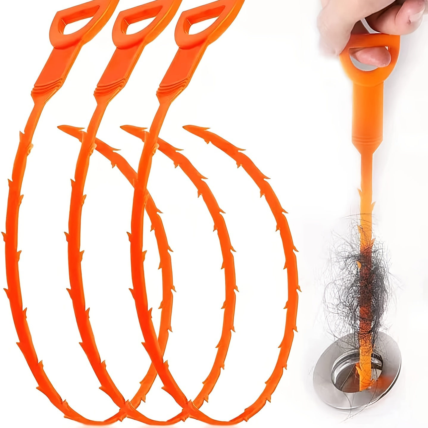 3 Pack 20 Inch Hair Snake Tool Drain Opener Hair Tub Toilet Clogged Drains  Relief Cleaning Tool