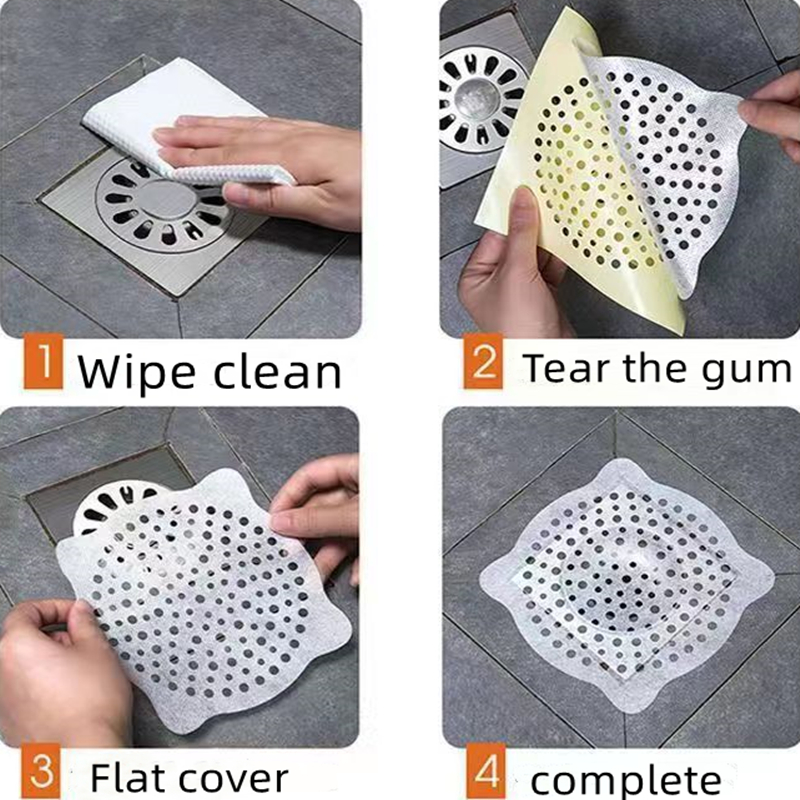 10pcs/lot Disposable Shower Drain Hair Catcher Sticker Bathroom