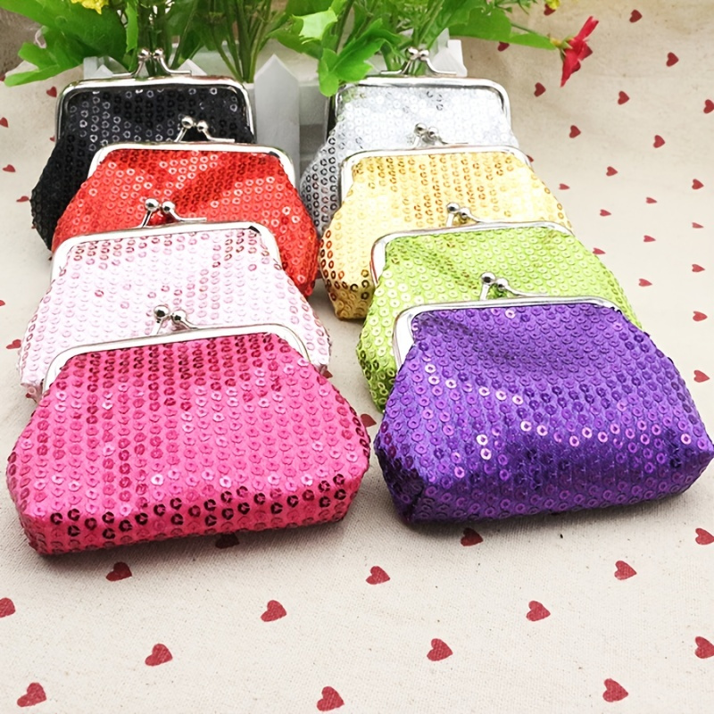 

Sequins Decor Coin Purse, Women's Stylish Kiss Lock Storage Bag For Lipstick & Key, For Carnaval Party Use & For Music Festival