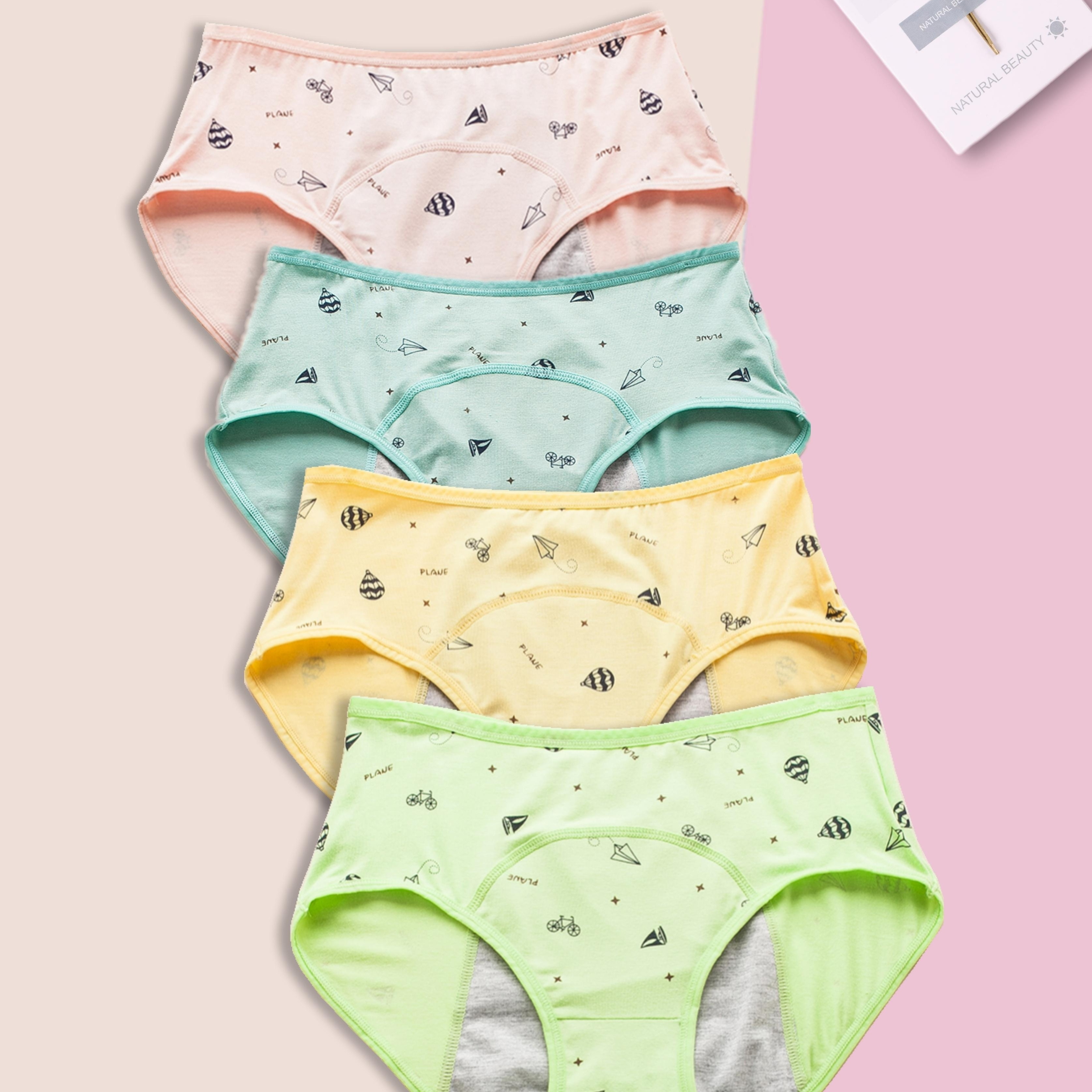 4pcs Teen Girls Period Underwear Girls Breathable Leak Proof Period Soft  Kids Teens Panties