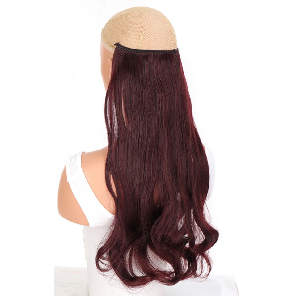 Synthetic No Clip Wave Hair Extensions 22inch Ombre Natural Black Blonde  Red One Piece False Hairpiece Fish Line Fake Hair Piece - Beauty & Personal  Care - Temu