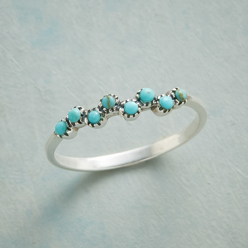 

Reconstituted Turquoise Bubble Cave Ring Mermaid Kiss Ring Jewelry Bride Gift