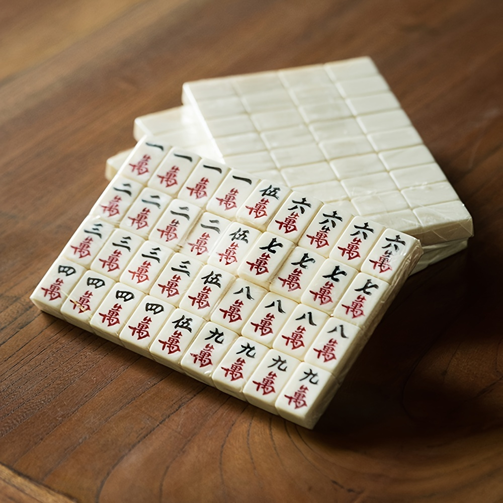 Mini juego de mesa Mahjong tradicional chino, juguetes familiares, números  exquisitos tallados y caracteres chinos, 144 unids/set