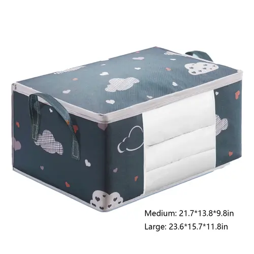 large capacity clothes storage bag organizer with reinforced handle suitable for blankets bedding foldable with sturdy zipper clear window