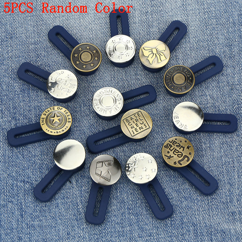 5/3PCS Metal Buttons Extender for Pants Jeans Free Sewing Adjustable  Retractable Waist Extenders Button Waistband DIY Botones