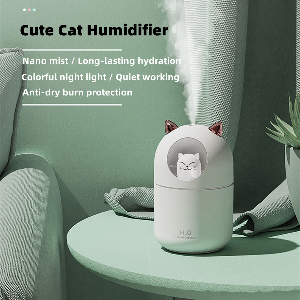 1pc 300ml colorful night light mini humidifier with 2 spray modes for room and office desk cool and soothing mist for comfortable sleep and relaxation details 7
