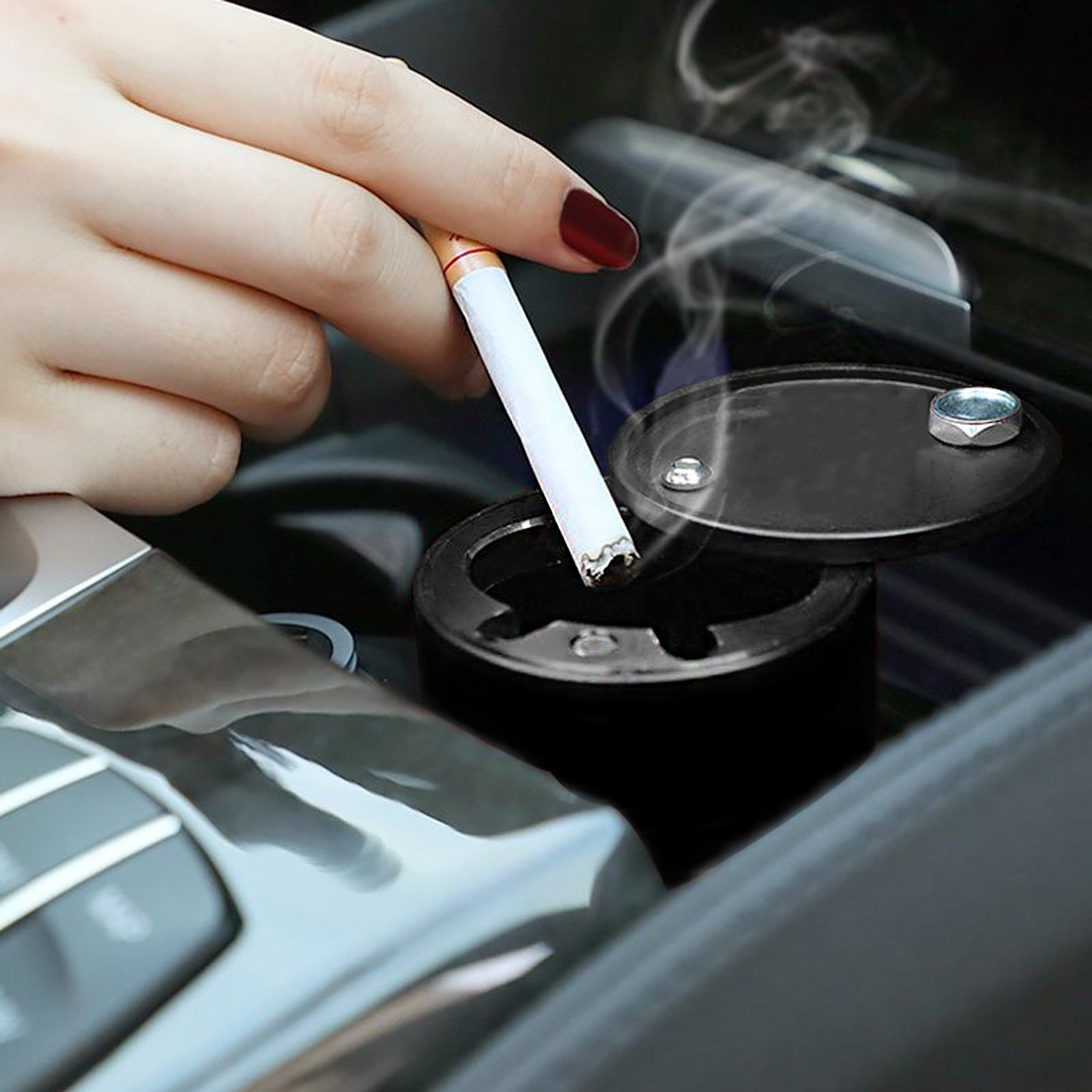 crystal rhinestone car ashtray artificial diamond metal ashtray auto interior decor accessories universal for girl women details 7