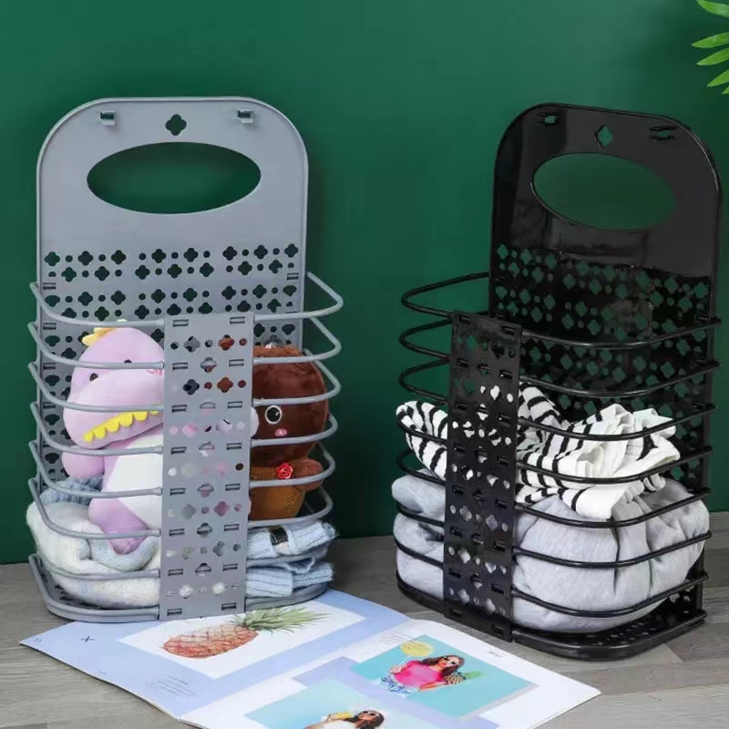 Wall Mounted Laundry Basket, Foldable Plastic Laundry Basket, Collapsible  Laundry Basket, Portable Laundry Hamper, Folding Bathroom Dirty Clothes  Storage Basket, Hanging Wall Laundry Bucket - Temu