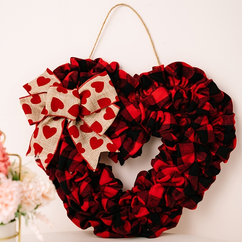 1pc, Plaid Valentine's Day Heart Wreath, Valentine's Day Gift, Holiday  Party Decor, Couple Gift, Room Decor, Holiday Ornaments, Shop On Temu And  Start Saving