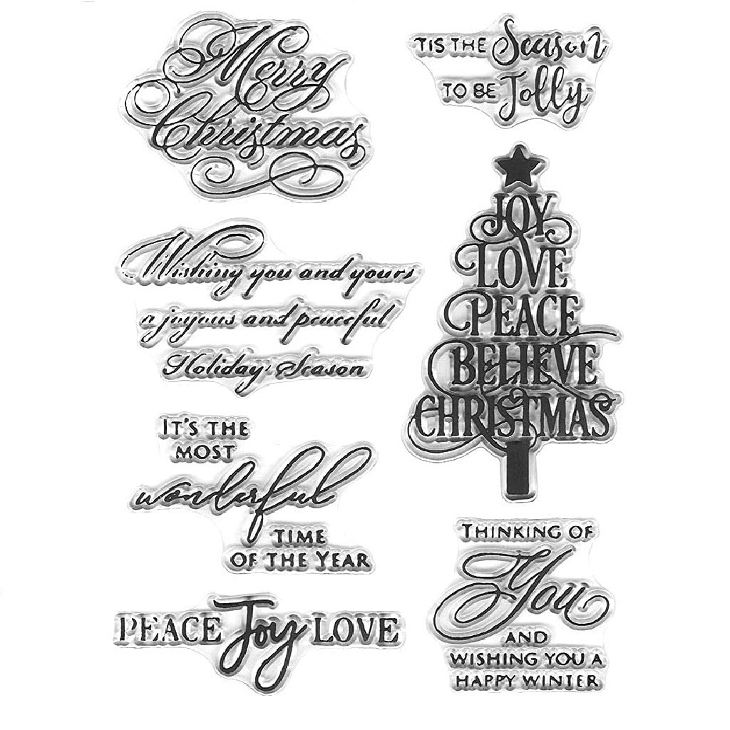 Merry Christmas Blessing Words Clear Stamps for Card Making, Transparent  Rubber Seal Stamps for Album Crafting
