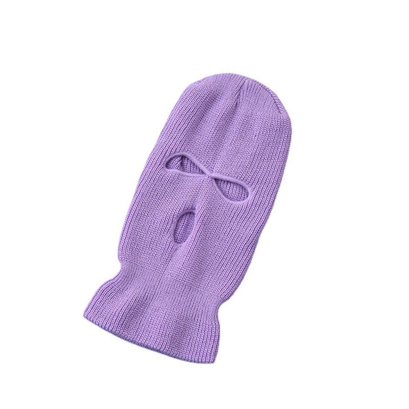 Three Hole Wool Hat Men Women Autumn Winter Outdoor Windproof Cycling