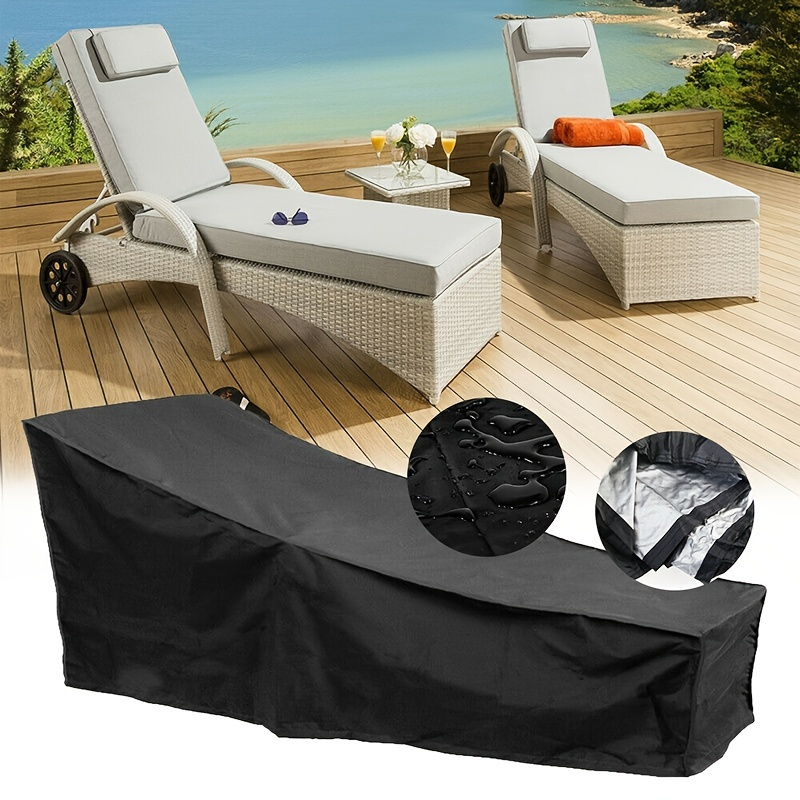 

1pc Outdoor Waterproof Patio Chaise Lounge Chair Cover Uv Resistant Lounger Covers Heavy Duty Weatherproof Patio Sofa Furniture Covers Black