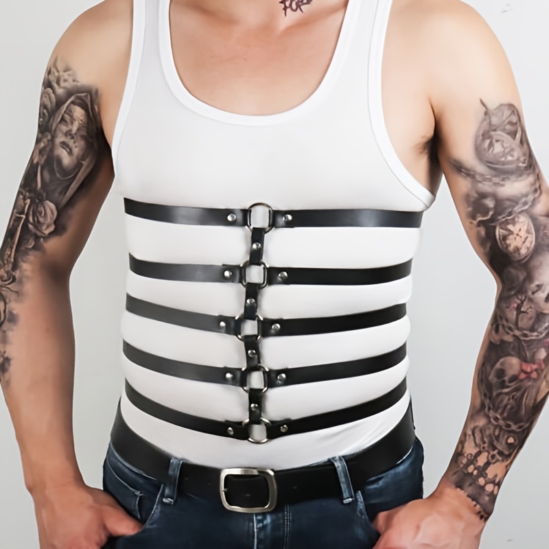 Men's Punk Rivet Faux Leather Harness