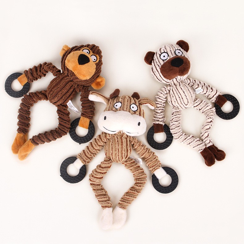 Woozapet Minimalist Squeaky Interactive Dog Toy Monkey