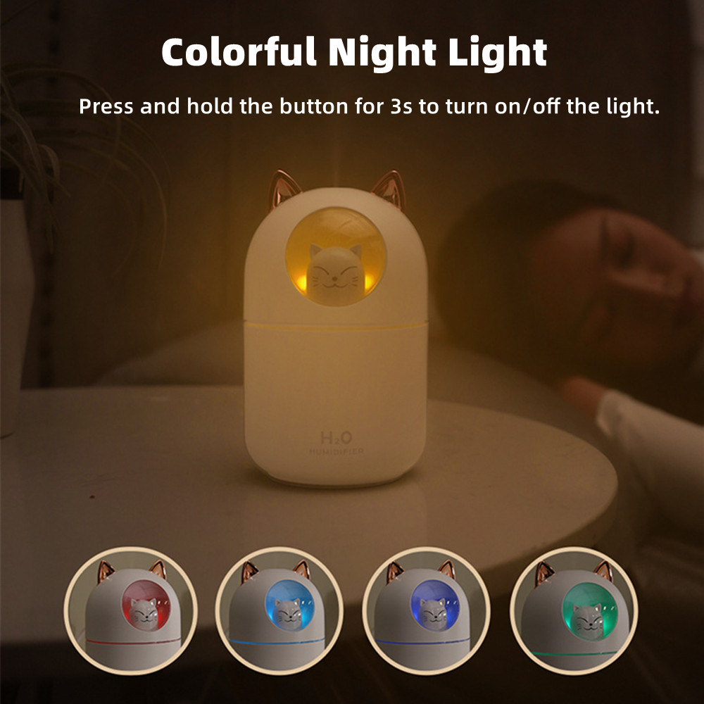 1pc 300ml colorful night light mini humidifier with 2 spray modes for room and office desk cool and soothing mist for comfortable sleep and relaxation details 5